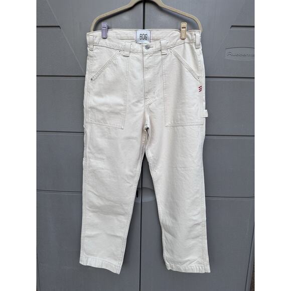 BDG Urban Outfitters Carpenter Jeans Womens 34 Cream Tan Double Knee Workwear - Picture 1 of 10